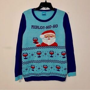 Norther Pole Ugly Christmas Sweater Merlot Santa Crew Neck Size Large